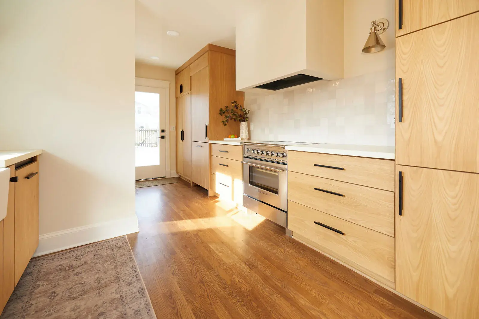 Natural hardwood floors in the remodeled Robinson home kitchen